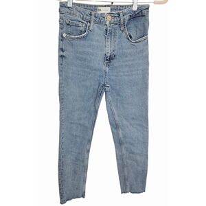 ZARA Women's High Rise Skinny Jeans‎ 6 Raw Hem Stretch Ankle Denim Light Wash
